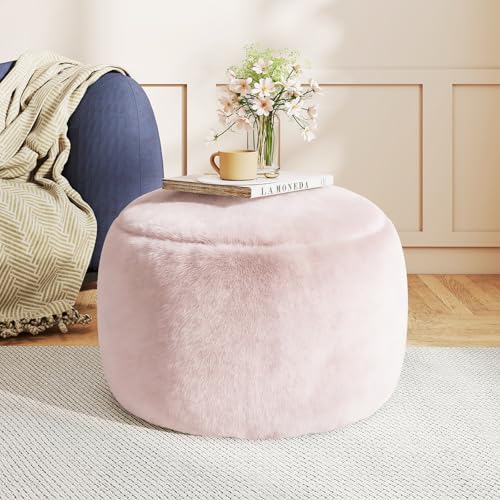 Gericco Round Stuffed Pouf Ottoman for Foot Rest, A Round Modern Foam Filled Poufs, Floor Chair for Living Room, Nursery, Dorm, A Soft Modern Foot Stool Perfect to Rest Your Feet (Pink, 20Inch) - color: Pink, size: 20.1"D x 20.1"W x 15"H