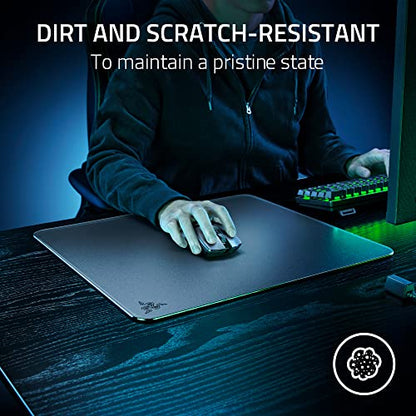 Razer Atlas Tempered Glass Gaming Mouse Mat: Ultra-Smooth Micro-Etched Surface - Dirt and Scratch-Resistant - Anti-Slip Base - Quiet Mouse Movements - Black - color: Black