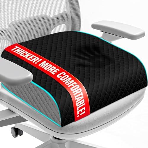 Seat Cushion for Office Chair, Memory Foam Chair Cushions, Car Seat Cushion for Long Sitting, Desk Chair Cushion for Pressure Relief, Non-Slip Bottom, Washable Cover, X-Large, Black - color: Black, size: X-Large