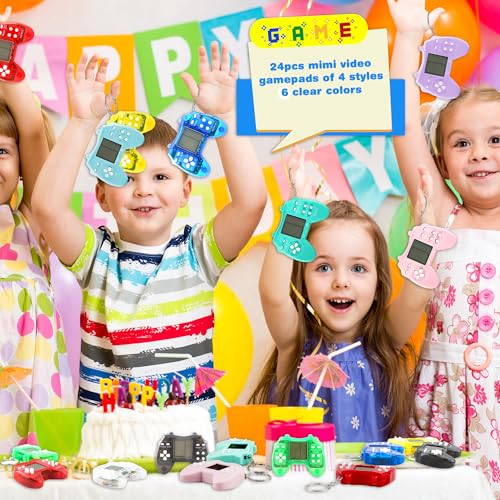 30 Pack Mini Video Game Keychain Small Game Keychains Bulk for Birthday School Party Gifts Goodie Bag Fillers (Color Style 2) - color: Color Style 2