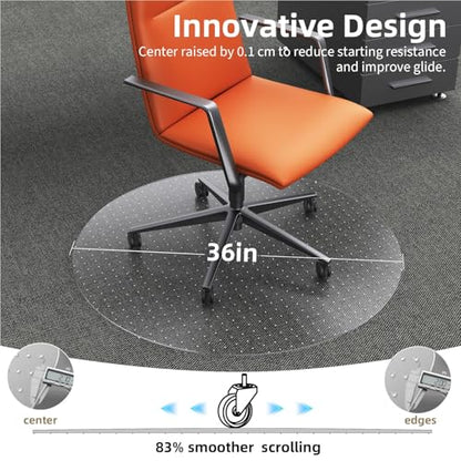Office Chair Mat for Carpet: 36" x 36" Computer Desk Floor Mat - PVC Plastic Rug Carpet Protector Mats for Gaming Chair Under Desk Pad for Rolling Chair - size: 36" x 36"