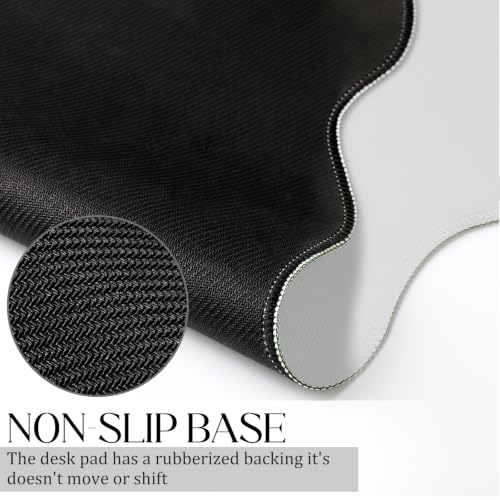 Hahafelt Scalloped Desk Mat Large Desk Pad Cute Coquette Table Mat Back to School Preppy Table Make up Pad Nonslip Graduation Gift with Stitching Waterproof Gaming(White,23.6 x 13.8 Inches) - color: White, size: 23.6 x 13.8 Inches