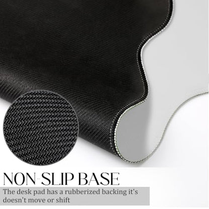 Hahafelt Scalloped Desk Mat Large Desk Pad Cute Coquette Table Mat Back to School Preppy Table Make up Pad Nonslip Graduation Gift with Stitching Waterproof Gaming(White,31.5 x 15.8 Inches) - color: White, size: 31.5 x 15.8 Inches