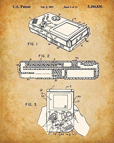 Original Video Games Patent Wall Art Prints - Classic Gamer Room Decor, Teen Room Wall Art and Arcade Sign Poster, Vintage Gamer Gifts, Video Game Art Print, Set of 4 8x10 Unframed Posters