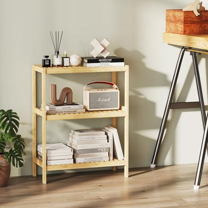 Bamboo Bathroom Shelf, Stand Utility Storage Shelf Multifunctional Bathroom Kitchen Living Room Holder Plant Flower Stand (3-Tier) - size: 3-Tier-1