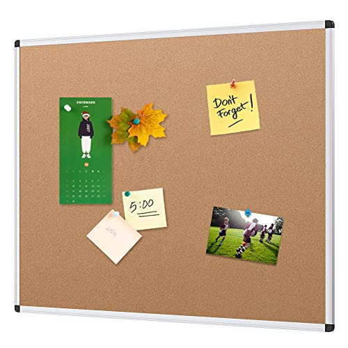 VIZ-PRO Cork Notice Board, 48 X 24 Inches, Silver Aluminium Frame - size: 48 X 24 Inches