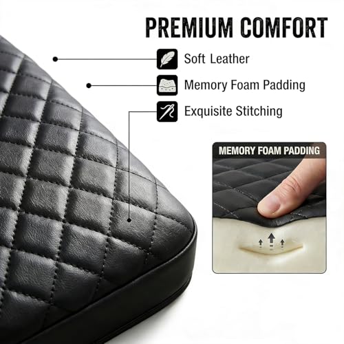 Center Console Cover with Side Pocket for 2019-2026 Chevy Silverado/GMC Sierra and 2021-2026 Tahoe/Suburban/Yukon, Car Armrest Cushion Pad Leather Protective Cover (for Bucket Seat Consoles)