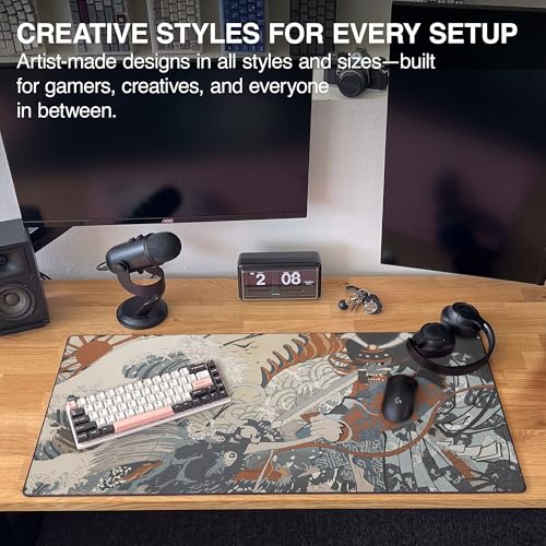 MPCO. Original Large Gaming Desk Mat – 36" x 17" Duraglyde Masterpiece Shogun Full Desk Mouse Pad for Smooth Precision – Non-Slip, Washable Extra-Large PC Mouse Pad for Gaming Sessions - color: DuraGlyde Shogun