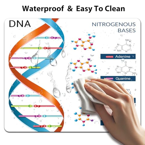 DNA Bases Science Mouse Pad, Educational Spiral Genetic White Desk Mat | Chemistry Biochemistry Biotechnology Design, Anti-Slip Rubber Base, Silky Smooth Surface, Cute Office/Gaming Mousepad - color: Color_CNm