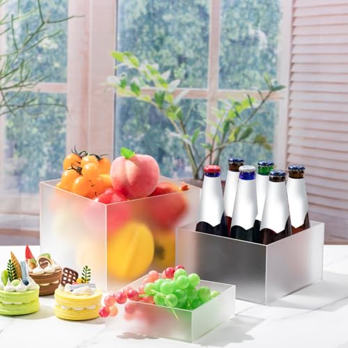 Tuanse 6 Pcs Buffet Risers, Food Risers for Buffet Table, Display Stand for Catering Dessert Collectibles Jewelry Figures Show, 5 Sided Acrylic Cube Display Organizer Acrylic Cube Boxes(Frosted Clear) - color: Frosted Clear
