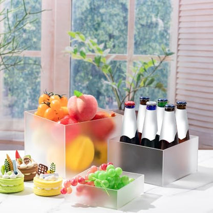 Tuanse 6 Pcs Buffet Risers, Food Risers for Buffet Table, Display Stand for Catering Dessert Collectibles Jewelry Figures Show, 5 Sided Acrylic Cube Display Organizer Acrylic Cube Boxes(Frosted Clear) - color: Frosted Clear