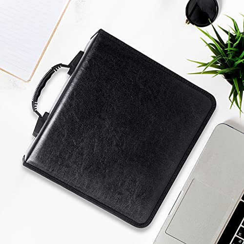 Siveit CD/DVD Binder, CD DVD Case Holder Binder 400 Capacity CD/DVD Wallet Storage Booklet Album Box (White binder, PU Black) - color: PU Black, size: White binder