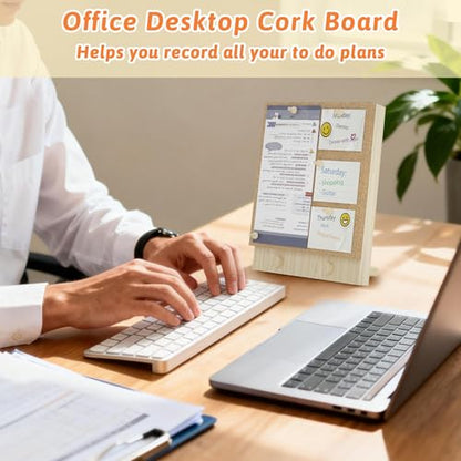 Trycooling Bulletin Board/Cork Board on the Desktop-Small Mini Hanging Tack Message Memo Picture Board for Home Office School