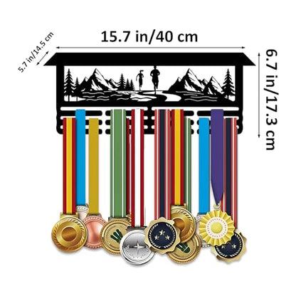 Resama Medal Hanger Holder Display Wall Rack Frame Shelf-Medal Hanger Awards Ribbon Soccer,Gymnastics,Holder Display Rack for 60 Medals - color: Running