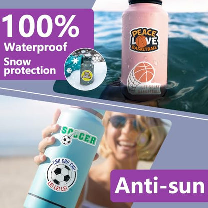 DETICKERS Basketball Stickers for Kids Boys Water Bottles 50 PCS Waterproof Vinyl Gifts for Teen Boys Sports Stickers - style: Basketball