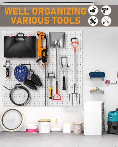 INCLY 24 Pack Heavy Duty Pegboard Hooks, 1/4" Pegboard Drill Holder Tool Utility Hooks, Peg Board Tool Hangers Accessories for Hanging Power Tools, Drill, Hammer, Workbench, Garage - size: 24 Pack