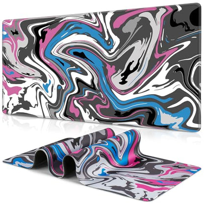 Canjoy Gaming Mouse Pad, Fluid Pattern Mouse Pad 31.5x11.8inch Large Extended Computer Mouse Mat Keyboard Full Desk Mousepad for Gaming, Office, Home - color: Pink-Blue Fluid, size: 800*300mm