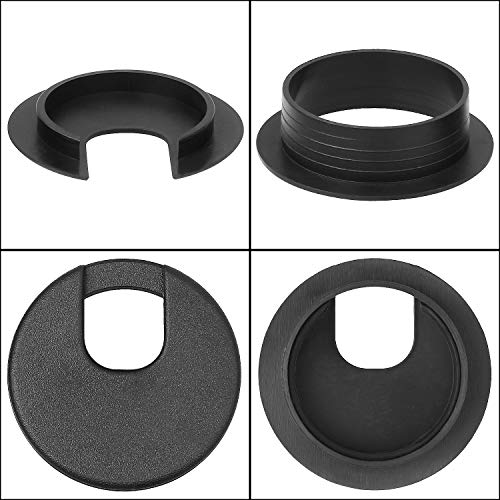 20 Pack 2" Black Plastic Desk Grommet, 2" Hole Cover, Organizers, Cord & Cable Management - color: Black