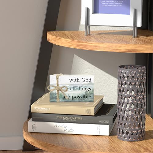 Decorative Books For Home Decor, Christian Table Faux Wood Book Stack Decor, With God All Things Are Possible Bible Stacked Book Decor, Stack Display Books For Nightstand Display, Three Pieces -C(16) - style: with god -03