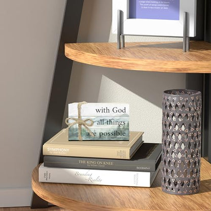 Decorative Books For Home Decor, Christian Table Faux Wood Book Stack Decor, With God All Things Are Possible Bible Stacked Book Decor, Stack Display Books For Nightstand Display, Three Pieces -C(16) - style: with god -03
