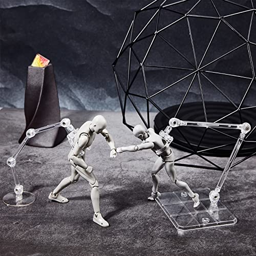 FINGERINSPIRE 8 Pcs Action Figure Stand Assembly Action Figure Display Holder Base Doll Model Support Stand for 6 inch Action Figures or Effects Clear 1/144 HG/RG Figure Model Toy