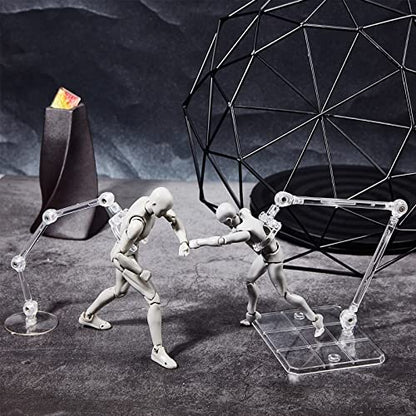 FINGERINSPIRE 8 Pcs Action Figure Stand Assembly Action Figure Display Holder Base Doll Model Support Stand for 6 inch Action Figures or Effects Clear 1/144 HG/RG Figure Model Toy