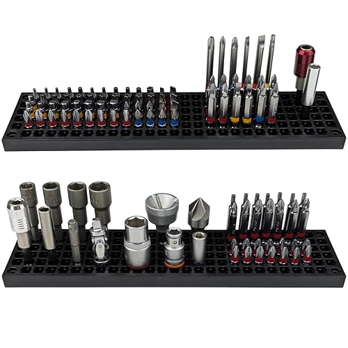 Free Zone Bit Organizer Set (Black) – 158-Hole Bit Storage – 1/4" Hex Bits & Drive Bits Adapter Storage – Toolbox Storage (Tools Not Included) - color: Black