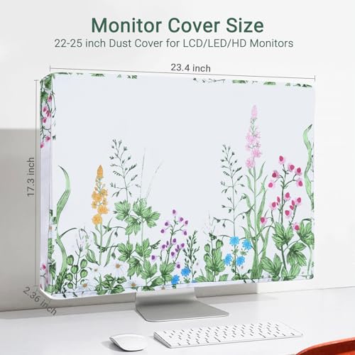 MOSISO Monitor Dust Cover 22,23,24,25 inch Anti-Static Dustproof LCD/LED/HD Panel Case Lush Weeds Computer Screen Protective Sleeve Compatible with iMac 24 inch, 22-25 inch PC, Desktop and TV, White - size: 22-25 inch