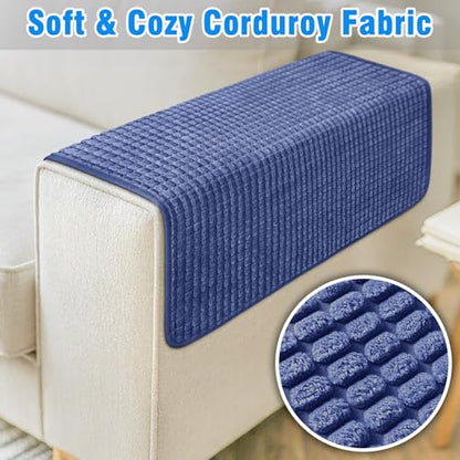 Couch Arm Covers, Sofa Arm Covers, Waterproof Armrest Cover for Sofa, Armchair, Loveseat, Headrest Cover, Non-Slip Recliner Arm Cover, Arm Chair Covers Set of 2 (Navy Blue, 19"×19") - color: Navy Blue, size: 19" x 19" - 2 pcs
