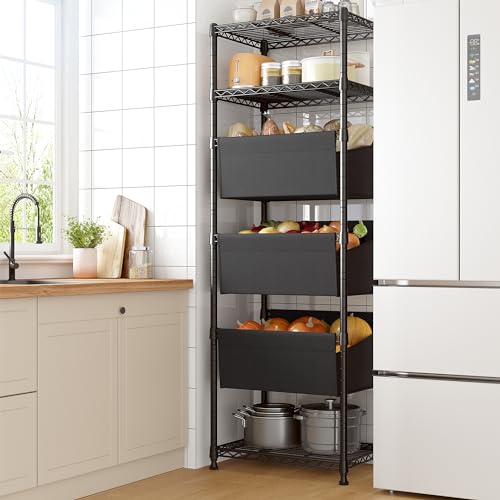 REIBII 72" H Storage Shelves 6 Tier Wire Shelving Unit Adjustable Metal Shelves for Storage Shelf Shelving Units and Storage Wire Shelf Storage Rack Shelf Metal Shelving, 72" H x 18" W x 12" D