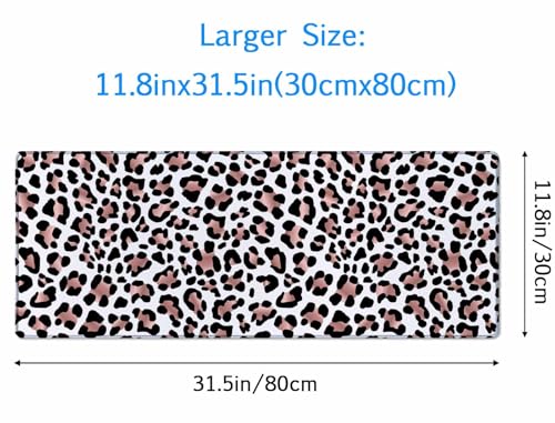 Gaming Mouse Pad, Large Mouse Pads for Women, Non-Slip Rubber Base Mousepad, Keyboard Mouse Mat, Desk Pad with Stitched Edges, 31.5x11.8inch Leopard Skin Rose Gold Pattern - color: Leopard Skin Rose Gold Pattern, size: 31.5" x 11.8"