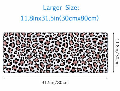 Gaming Mouse Pad, Large Mouse Pads for Women, Non-Slip Rubber Base Mousepad, Keyboard Mouse Mat, Desk Pad with Stitched Edges, 31.5x11.8inch Leopard Skin Rose Gold Pattern - color: Leopard Skin Rose Gold Pattern, size: 31.5" x 11.8"