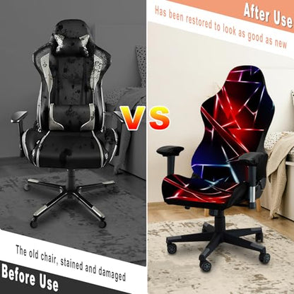 Gaming Chair Covers, 3D Printing Stretchable Soft Non-Slip Easy to Install Gamer Chair Cover with Armrest Cover(No Chair)(I) - color: I