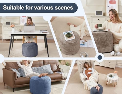 WSOFRLAC Pouf Ottoman Foot Rest, White Footstool Ottomans, Small Round Ottoman for Living Room, Boho Couch Ottomans White 20x15 - color: White, size: 20"D x 20"W x 15"H