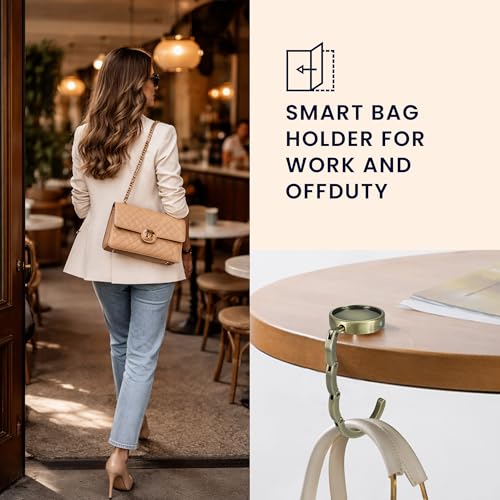 kwmobile Purse Hook for Table - Set of 2 Purse Holder - Folding Handbag Hanger - Portable Bag Holder - Bag Hooks for Desk - Table Hook Bronze/Gold - color: bronze / gold