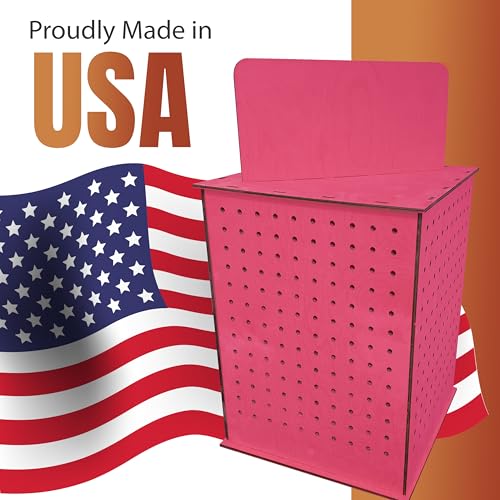 TORCHED DISPLAYS Rotating Display Stand | 22.5 x 16.76-inch | Rotating Organizer Wood Pegboard | Pegboard Display Stand for Craft Shows, Vendor Events, Jewelry, Accessories | Pink - style: Pink