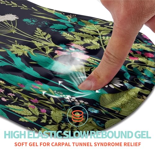 Ergonomic Mouse Pad Wrist Support with Memory Foam Massage Bulge, Carpal Tunnel Pain Relief Mousepad Wrist Rest for Mouse(12x8 inch, Midnight Floral) - color: Kg009-midnight Floral