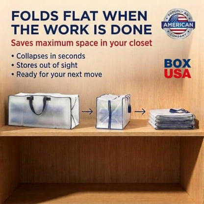 BOX USA 4-Pack Moving Bags with Strong Handles & Zippers - Heavy Duty Extra Large Packing Bags for Storage, Moving Boxes, Dorm & College Supplies, Clear - style: Clear 4-Pack