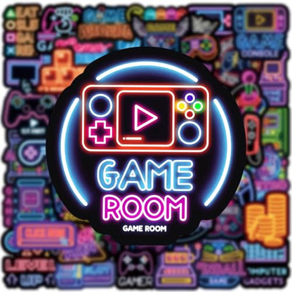 50Pcs Neon Game Stickers, Video Game Stickers, Gamer Waterproof Vinyl Decals for Laptop, Water Bottle, Skateboard, Gamer Decor, Party Favors Gifts - style: Neon Game Stickers