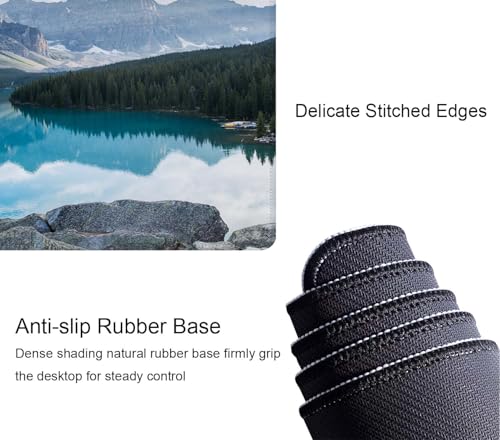 Large Gaming Mouse Pad with Stitched Edges, Rocky Mountains Desk Mat, Extended Keyboard Pad, Non-Slip Rubber Base Desk Pad for Keyboard and Mouse, 31.5X11.8 inch - color: Rocky Mountains