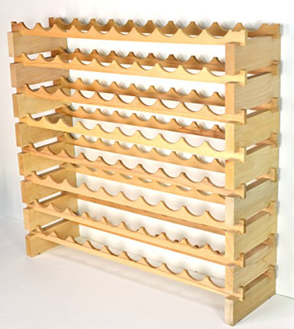 sfDisplay.com,LLC. Modular Wine Rack Beechwood 40-120 Bottle Capacity 10 Bottles Across up to 12 Rows Newest Improved Model (80 Bottles - 8 Rows) - size: 80 Bottles - 8 Rows