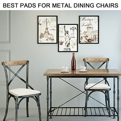 BUYUE 14" Metal Chair Cushion with Magnetic 1 Piece, Luxury PU Leather Waterproof Anti-Slip Seat Pad for Kitchen Cafe Dining Bistro Stackable Chairs (U-Shape, Off-White, 1) - color: Off-white, style: U-shape-1 Pcs