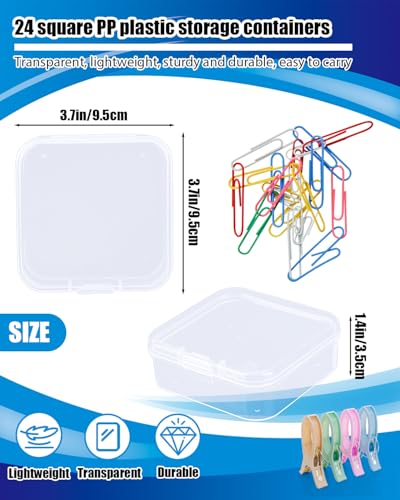 Small Plastic Case, 24 Pack Clear Plastic Beads Storage Containers Clear Craft Storage Boxes Mini Storage Containers For Small Items, Crafts, Jewelry, Hardware (3.7 x 3.7 x 1.2 inches) - size: 3.7 x 3.7 x 1.2 inches