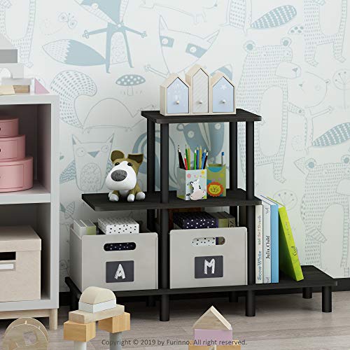 FURINNO Turn-N-Tube 3-Tier Design Display Rack, Espresso/Black - color: Espresso/Black, style: 3-Tiers, Ladder