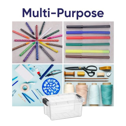 Superio Mini Storage Container Plastic Crayon Box Art Supplies and Sewing Case Stackable Clear Small Organizer for Beads, Stationery, Chalk, and Food, 1.05 Quart, 5 Pack - size: 1.05 Quarts, style: 5 Pack