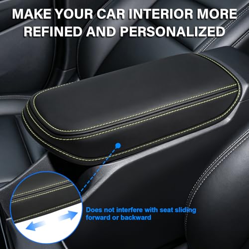 Console Cover for 2024 2025 2026 Chevrolet Trax (LS/1RS/LT/2RS/ACTIV) Leather Center ArmRest Box Cover Pad 2024 2025 2026 Chevy Trax Accessories Protector Cushion (Yellow Stitches) - color: yellow