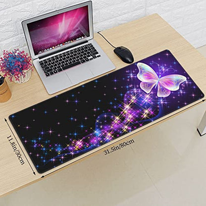 Butterfly Mouse Pad Extended Large Gaming Mouse Pad XL Oversized Desk Pad Stitched Edges 31.5 X 11.8 Inch - color: Black1