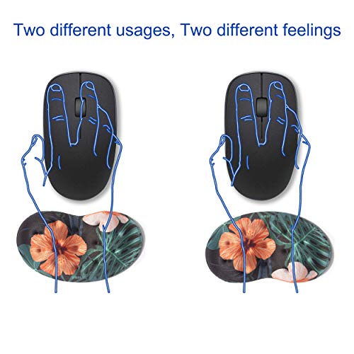 BRILA Ergonomic Memory Foam Mouse Wrist Rest Support Pad Cushion for Computer, Laptop, Office Work, PC Gaming - Massage Holes Design - Wrist Pain Relieve (Floral Leaves) - color: Floral Mouse Wrist Rest