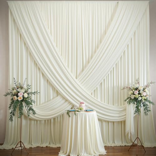 20×12ft Wrinkle Free Ivory Backdrop Curtain for Wedding Parties, 4 Panels 5×12ft Long Soft Silky Polyester Backdrop Drapes Cream Photo Back Drop Curtains for Party Photography Background Cloth - color: Ivory, size: 12ft Long_4 Panels
