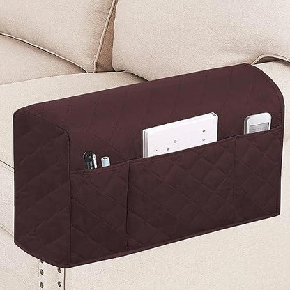 Turquoize 2 Pack Waterproof Armrest Covers for Chairs and Sofas Couch Arm Covers for Sofa Armrest Covers with Side Pocket Anti-Slip Furniture Protector Washable Armrest Slipcovers Set of 2, Brown - color: Single Diamond- Brown